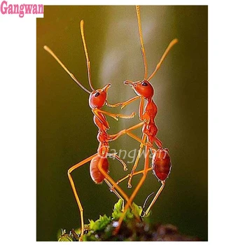 

Full drill square round diamond painting mosaic cute ant couple pattern diamond rhinestones diamond embroidery cross stitch art