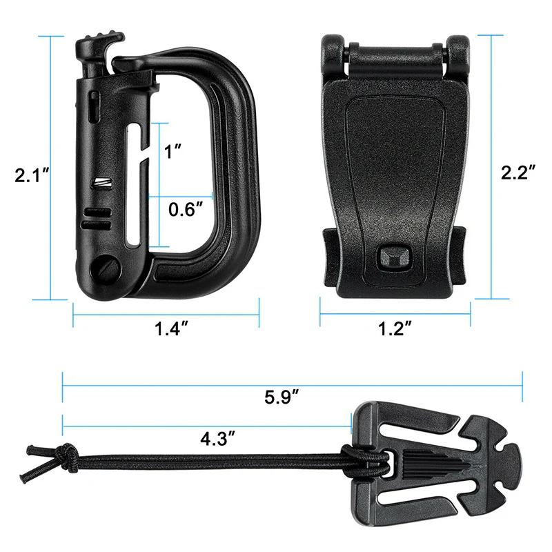 Nylon Clip Buckle D-Ring Buckle Climbing Bag Webbing Backpack Buckle Snap Lock Camping Hiking Compact Lightweight Buckle