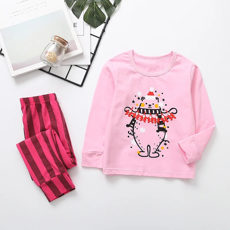 

Autumn And Winter Lycra Cotton Christmas Children Home Set Thermal Underwear with Set Pajamas Suit