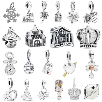 

PUCHI bead Silver Plated Lion Dinosaur Life Tree Crystal Heart Charms Beads Pendant Brand Bracelets For Women DIY Making Jewelry