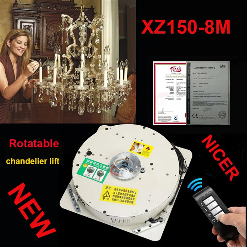 150 KG 8M Chandelier Light Lifter Remote Control Wall Switch Hoist Pendant Lamp Lifter Chandelier Light Lifting System Chan