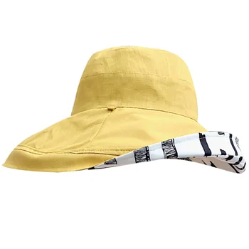 

Double-Sided Striped Fisherman Hat Female Korean Version Of UV Protection Sun Hat Cover Face Sun Hat Yellow