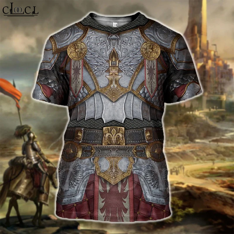 Мужская футболка CLOOCL Knight в стиле средневековой доспехи с 3D принтом рыцари