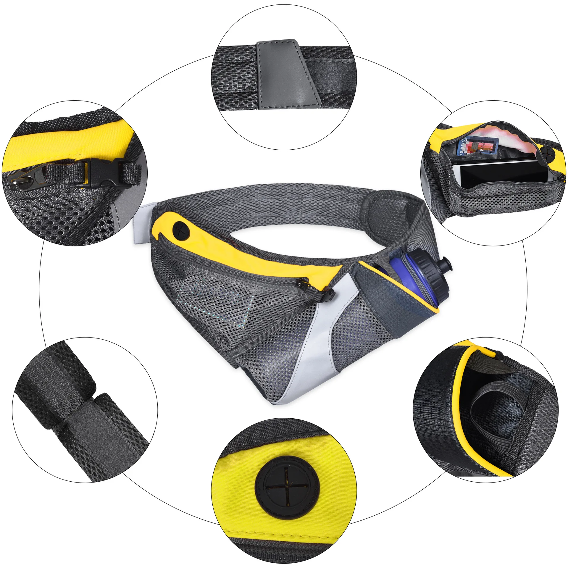 Outdoor Marathon Running Large Capacity Single Bottle Waist Pack Breathable Sandwiches Mesh Sports Kettle Purse