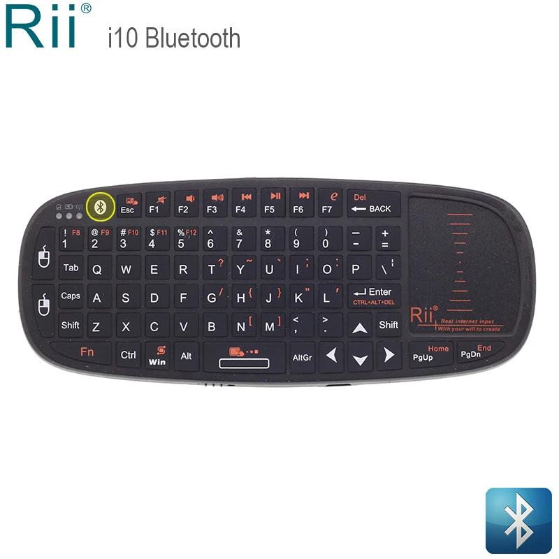 Мини Bluetooth клавиатура Rii i10BT с тачпадом для iPad Pro/iPhone X /Android TV Box/Windows беспроводная