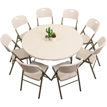 

Foldable round table, household round plastic round table, table top, chair and table