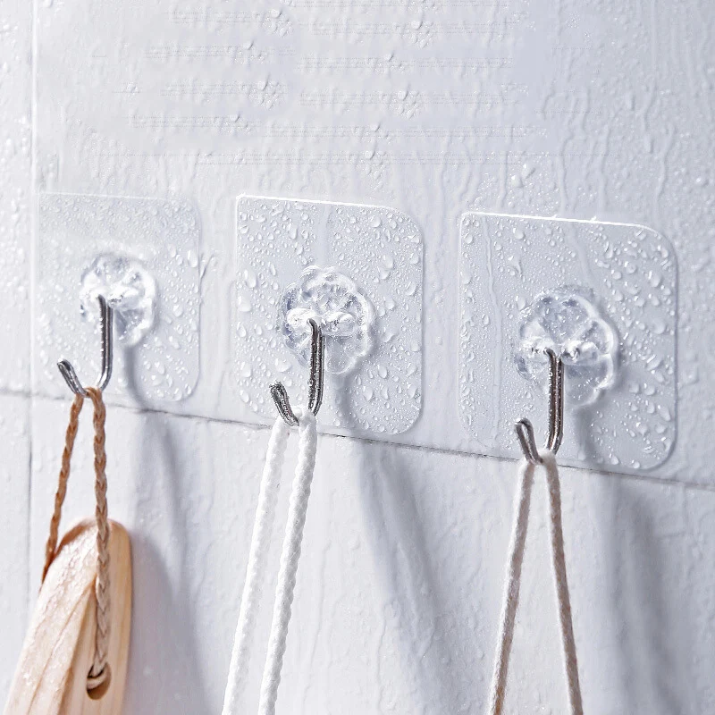 Hanger Hook Transparent Strong Adhesive Wall Hangers Hooks Vacuum Suction Cup Heavy Bathroom Stainless Steel Hanger