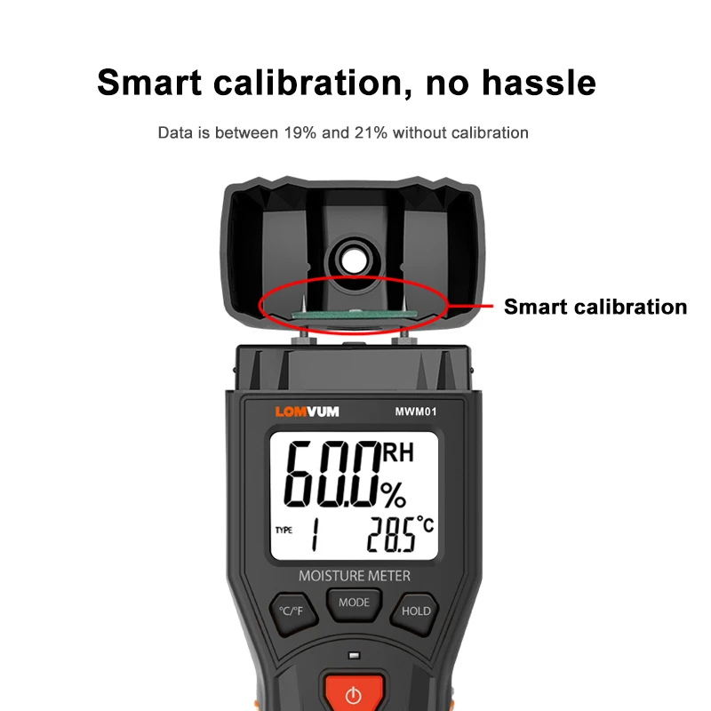 Digital Moisture Meter Wood 2 Pins Different Materials Humidity Tester 0-60% Damp Detector Backlit Screen Wall Hygrometer