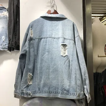 

Denim Jacket Woman 2010 Spring Summer New Fashion Heavy Beaded Fringe Loose-Fit Denim Jacket Women's Village Blue Denim Coat