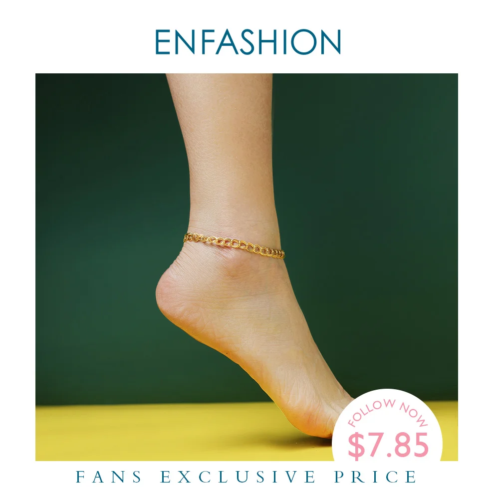 ENFASHION Simple Link Chain Anklet Bracelet Gold Color Stainless Steel Double Circle Anklets For Women Foot Fashion Jewelry 2020 ENFASHION Simple Link Chain Anklet Bracelet Gold Color Stainless Steel Double Circle Anklets For Women Foot Fashion Jewelry 2020