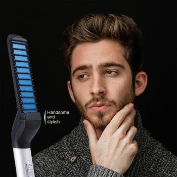 

Fast head multifunctional man hair straightening comb beard styling flat iron magic massage brush