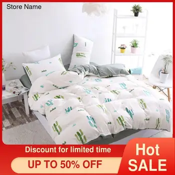 

New 2020 bedding set simple four-piece washed cotton sheets home textiles semi-active printing bedding set designer bedding