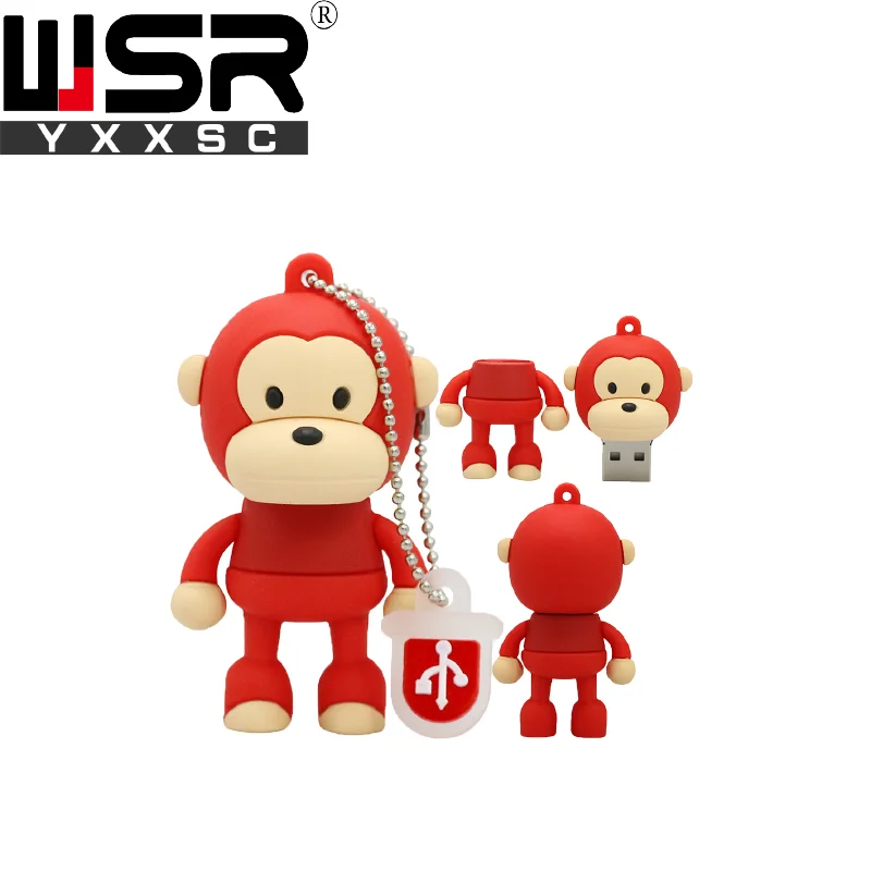 USB 2,0 флеш-накопитель 32 Гб 64 Гб 128 ГБ милый мультфильм смешная фиолетовая обезьяна диск на ключ 4 ГБ 8 ГБ 16 ГБ высокоскоростной водонепроницаемый компьютер подарок - Цвет: 3