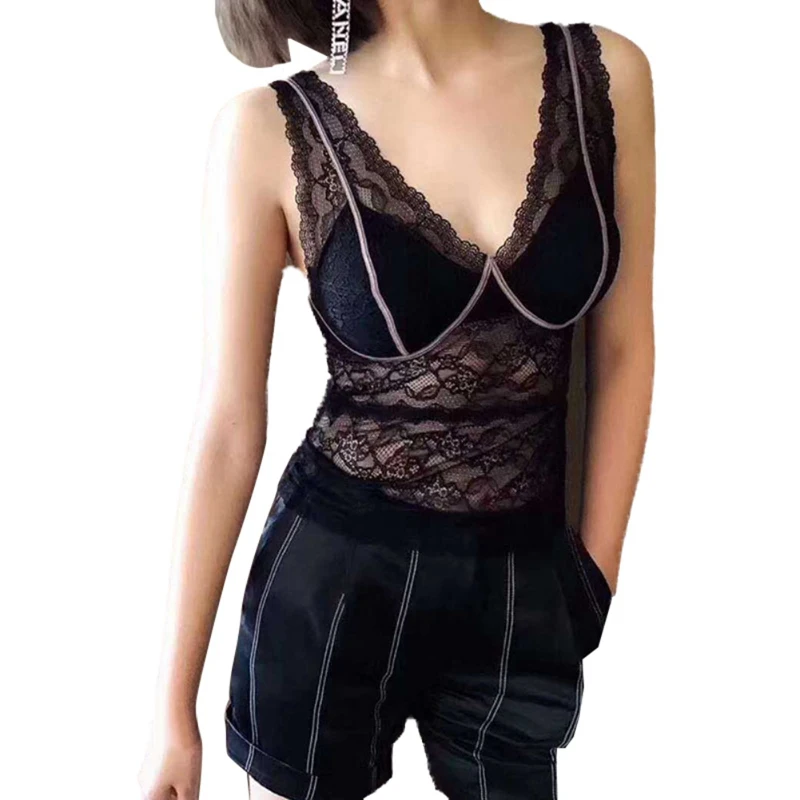 

Girl Women Push Up Bra Fashion V-Neck Sexy Mesh Vest Long Slim Underwear Padded Bra