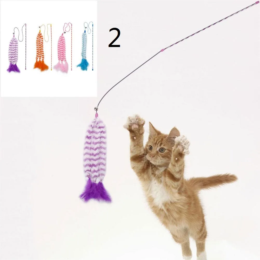 Кошачья кошка кошачья палочка удочка для ловли, игрушка для кошки, Интерактивная игрушка для кошки, случайный цвет