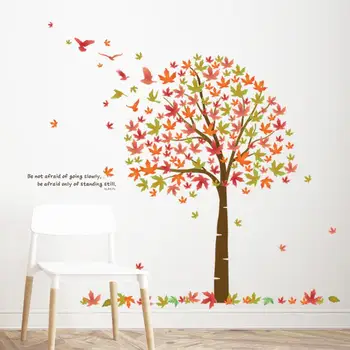 

Creative Colorful Maple Leaf Sticker Vinyl Wall Tree Stickers Kids Room Decoration diy Living Room Wall Decals Muursticker J049