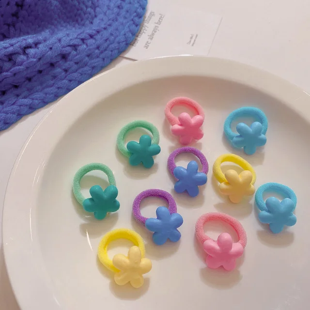 100Psc/Set Lovely Colorful Hair Bands For Girls Nylon Hair Ties Kids Candy Color Elastic Rubber Band Scrunchie Hair Accessories 10pcs