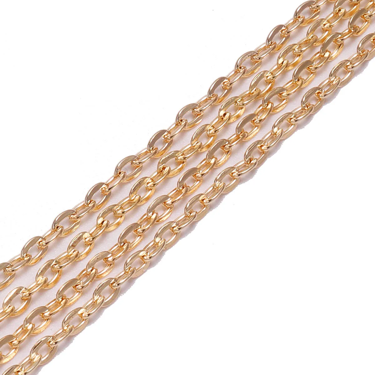 5 м/лот, серебряное, золотое, бронзовое, длинное ожерелье, цепи, латунь, Навальное покрытие, цепь для DIY ювелирных изделий, аксессуары для изготовления - Цвет: KC Gold