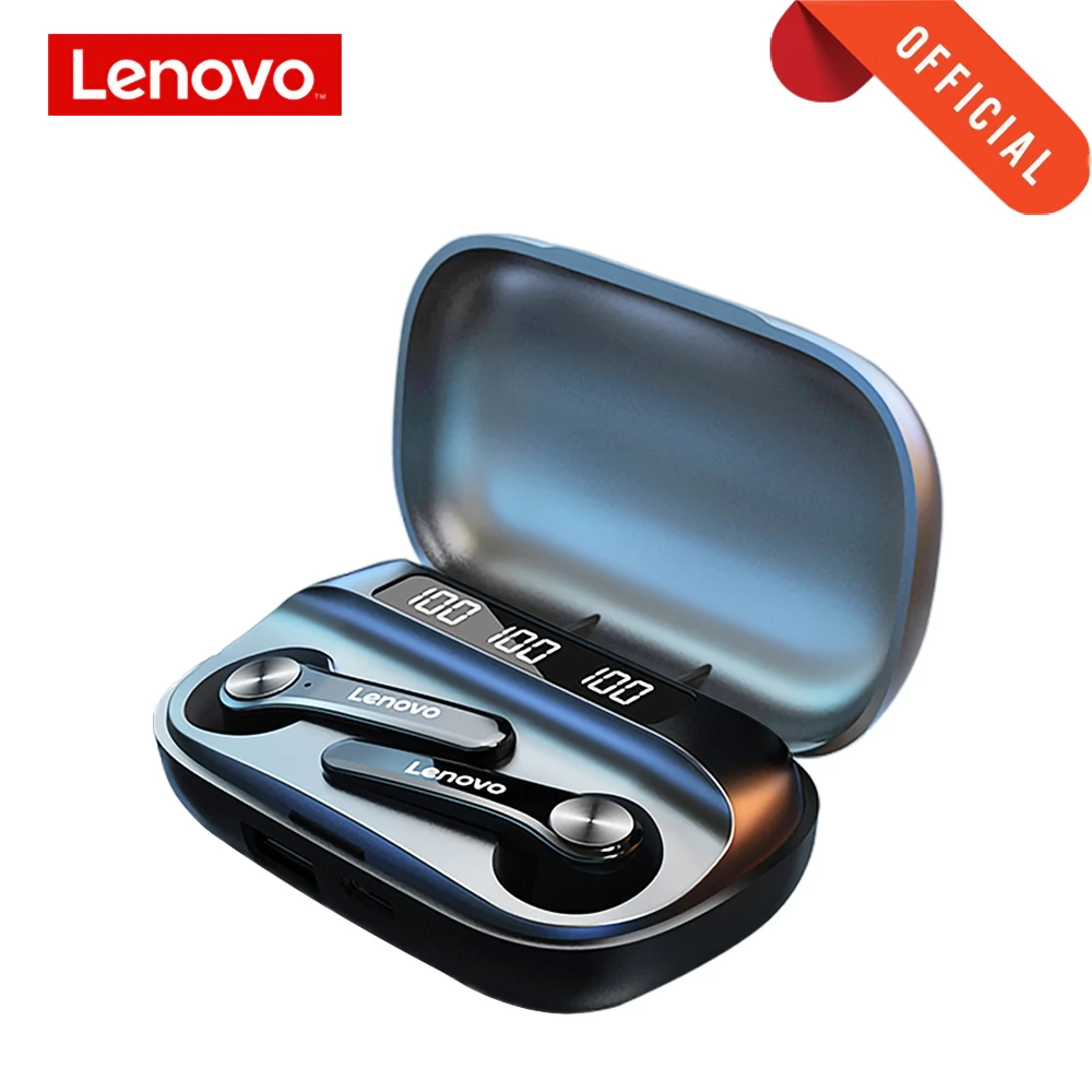 Lenovo bluetooth 5.1 fone de ouvido sem fio qt81 estéreo som fone botão toque com 1200mah caso carregamento energia móvel