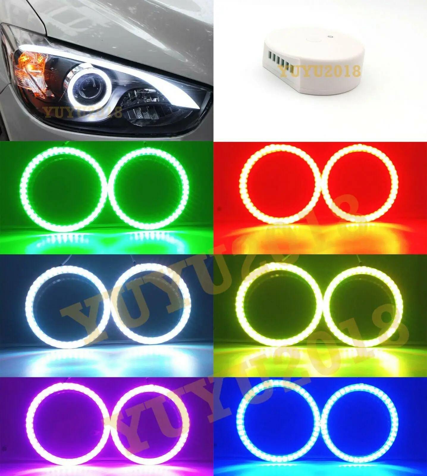 Цветная (RGB светодиодные кольца-гало подходит для Mazda CX-5 2013 2015 фар автомобиля