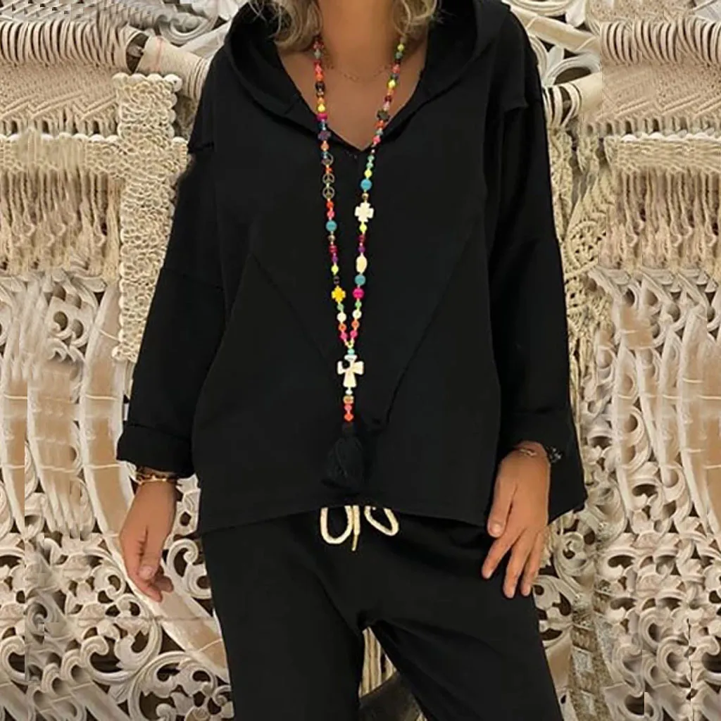 Hoodies Women Autumn 2019 Solid Long Sleeve Hooded Harajuku Streetwear Hoodie Hoodies And Sweatshirts Women Pullovers Clothes