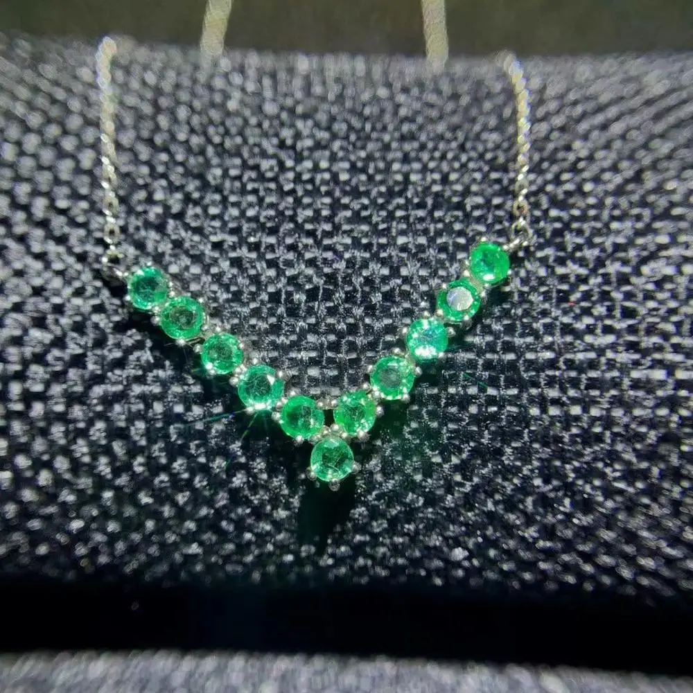 SHILOVEM 925 sterling silver real Natural Emerald Pendants classic fine Jewelry women wedding gift new 3*3mmm dz0303811agml