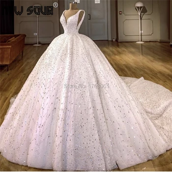 

Generous Royal Train Beading Wedding Dresses 2019 Latest Couture African Crystal Bridal Gowns Kaftans Vestido De Noiva Dubai New