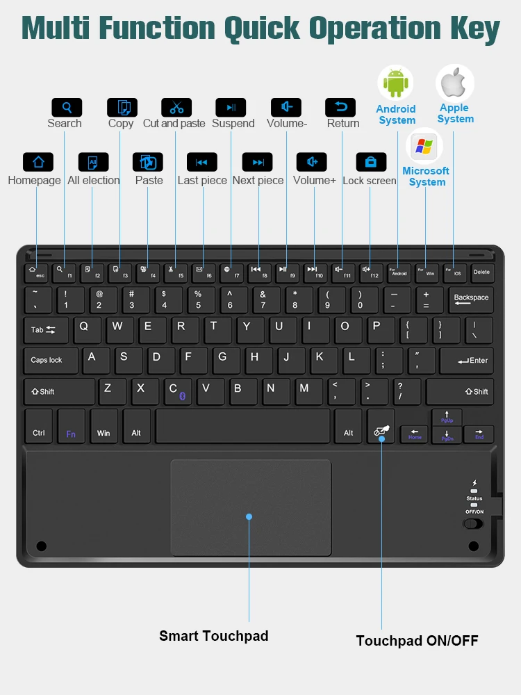 Touchpad Keyboard Case for Samsung galaxy tab S7 SM T870 T875 Buletooth Keyboard for Galaxy tab S6 Lite Cover 10.4 2020