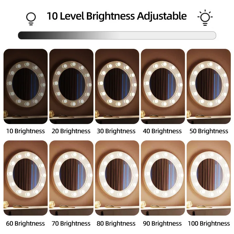 Professional 14PCS Detachable Bulbs Three Colors LED Makeup Mirror Light USB Cosmetic Mirror Dressing Table Vanity Lights 20#12