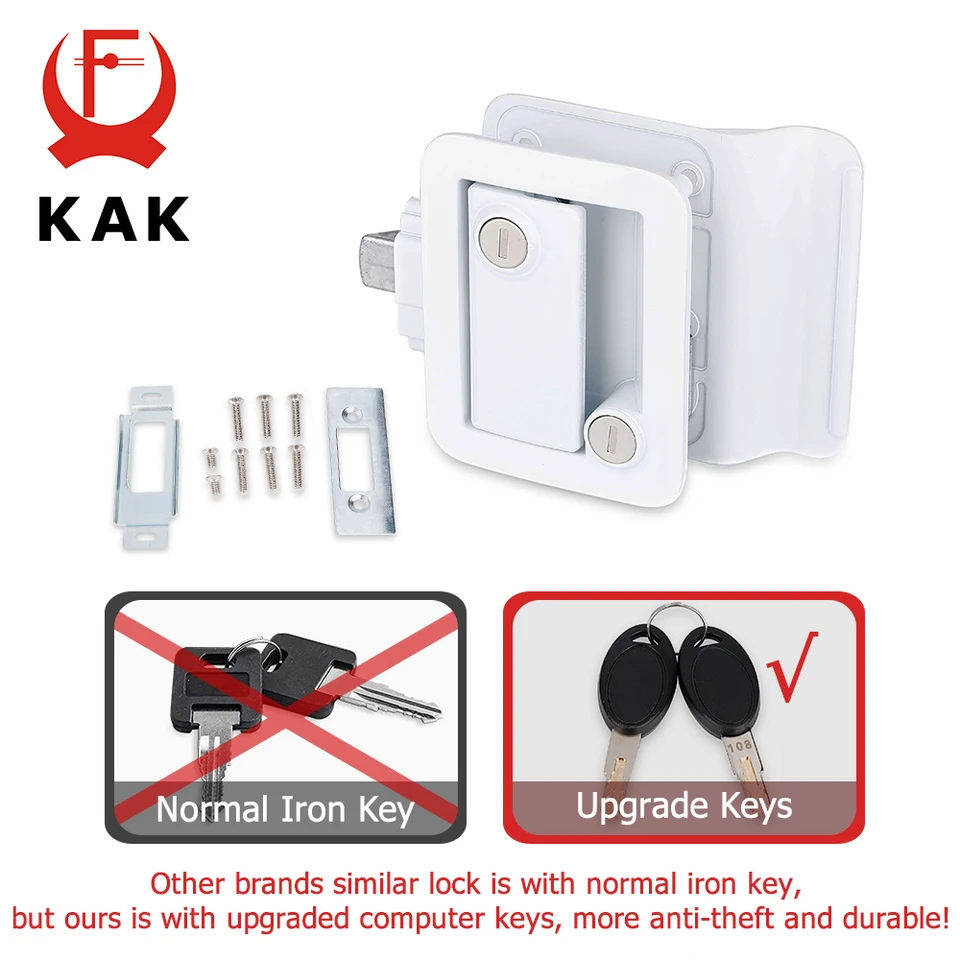 Vechkom RV Truck Door Lock – Fish Tail Latch With Keys, Zinc Alloy, Black, For Toolbox, Caravan, Camper