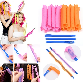 

18PCS 55cm Magic Spiral Plastic Manual Curlers Hair Care Rollers Magic Curls No Heat No Clip Home Hair Curling Styling DIY Tool
