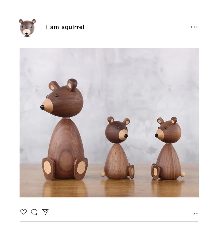 

Hot style set of Nordic puppet walnut bear Danish squirrel creative home furnishing birthday gift gifts