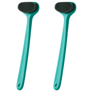

2PCS Long Handle Bath Brush Household Rubbing Back Brush Bath Accessories Household Bathroom Soft Fur Rubbing Mud Brush-Dropship