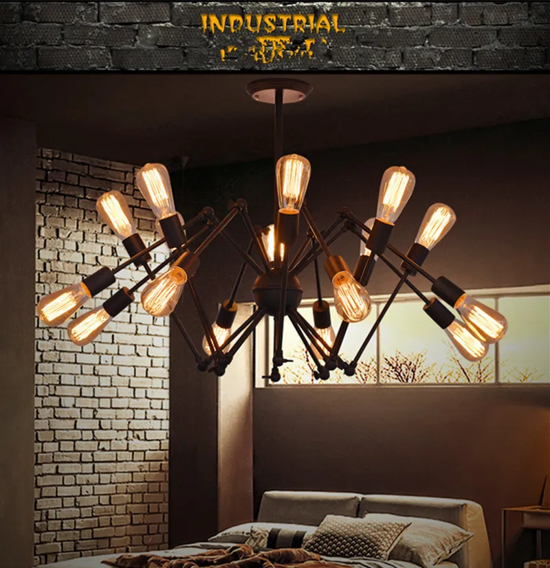 

8/12/16 Heads Loft RH Dining Room Retro Pendant Light Creative Telesco Spider Living Room Cafe Hanging Light Fixtures