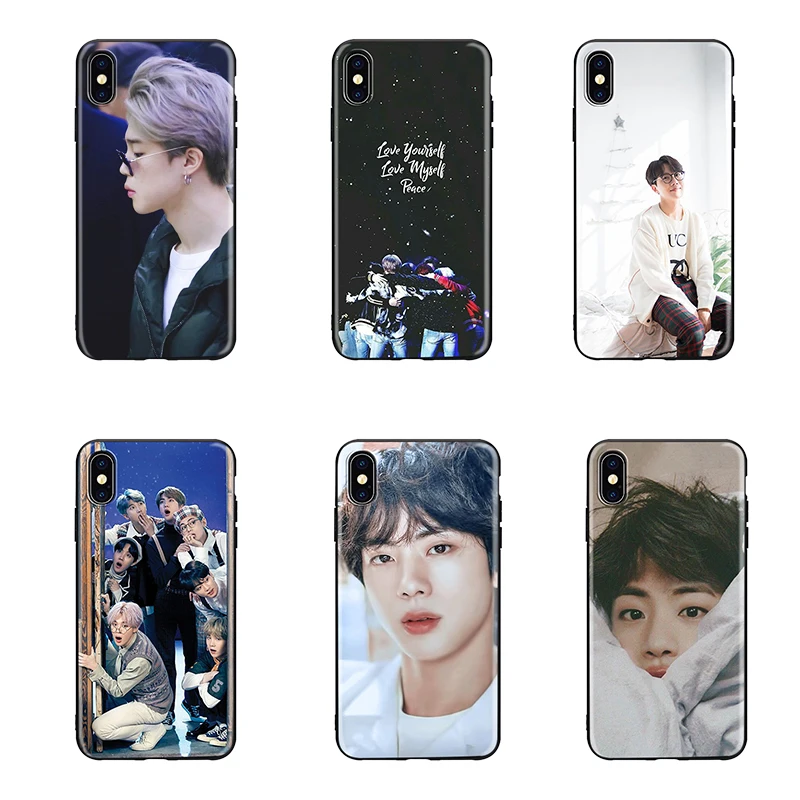 

Bangtan Boys KPOP Mans soft Silicone black cover phone case For iPhone 5 5s se 6 6s 7 8 plus X Xs XR max Jimin kim minyun