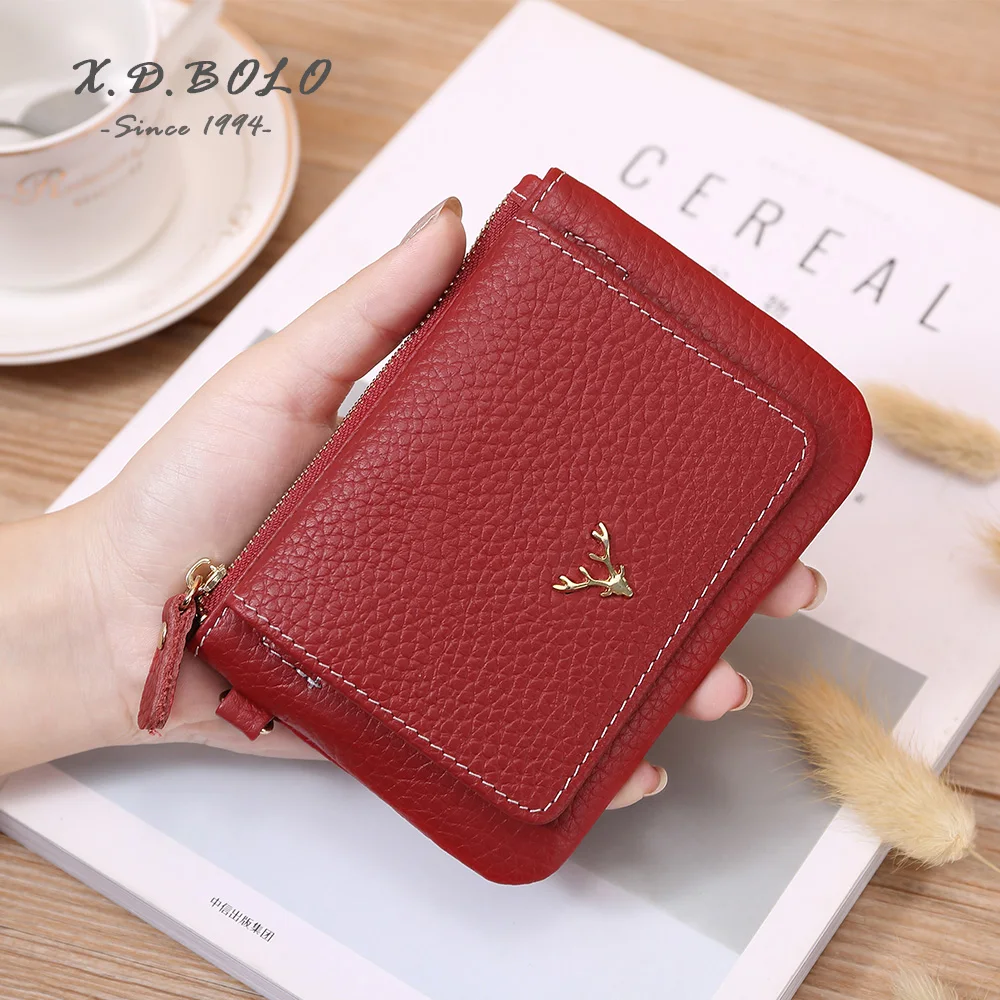 

X.D.BOLO Women Wallet Female Coin Wallet Zipper Genuine Leather Mini Wallets for Woman Wallets and Purse Credit Card