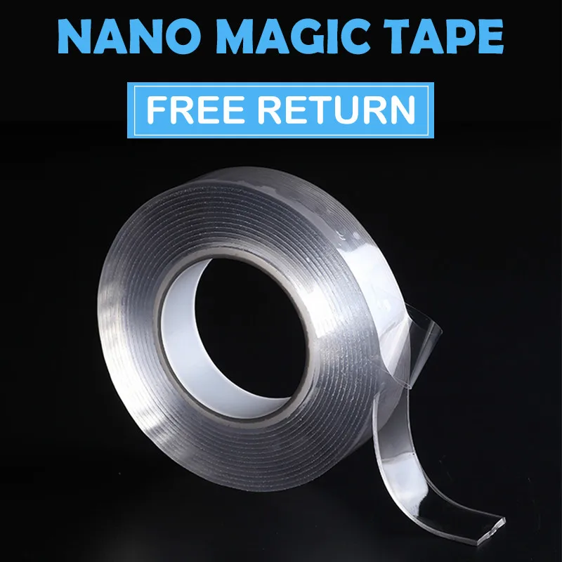 

2020 5M Reusable Waterproof Tape Nano Magic Transparent Double Sided Tape Loop Disks Glue Flexible Tapes Multifunction Bedroom 3