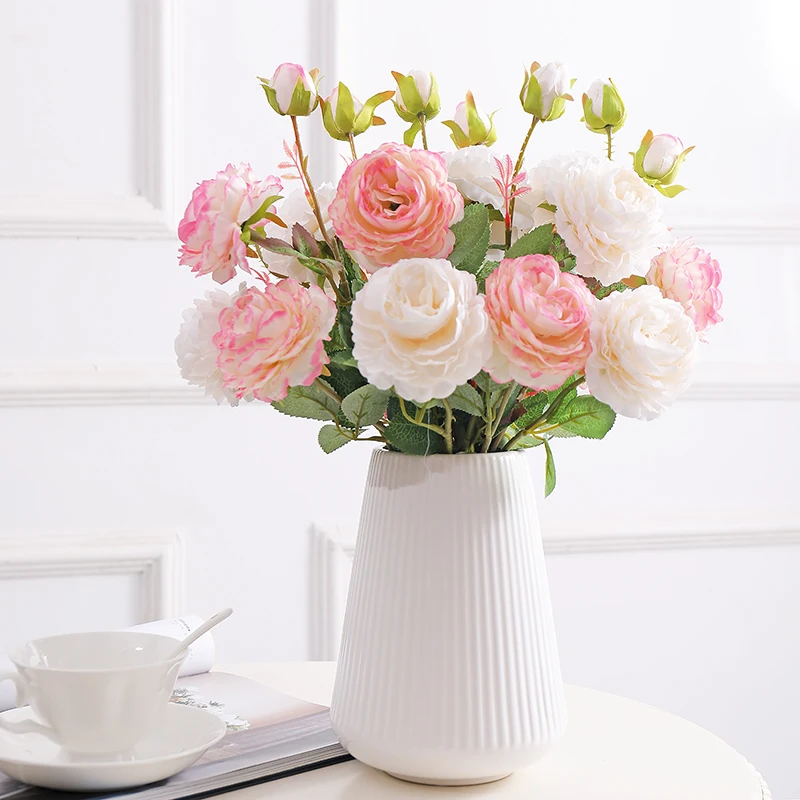 

artificial flowers in pots artificial peonies for home decor the flowers fake flore party wedding decoration mariage fake Flower
