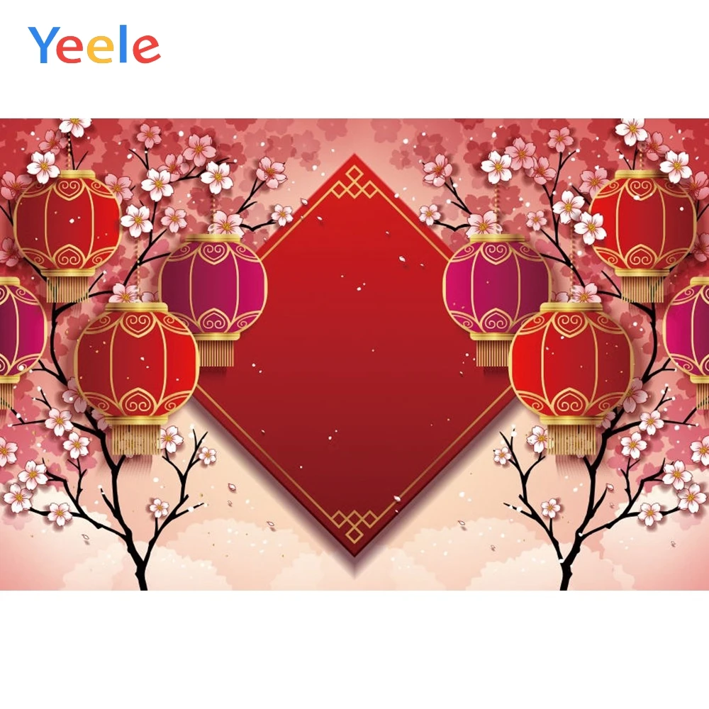 

Yeele Chinese New Year Backdrop Red Flower Lantern Decoration Photography Background For Photo Studio Baby Photophone Photocall