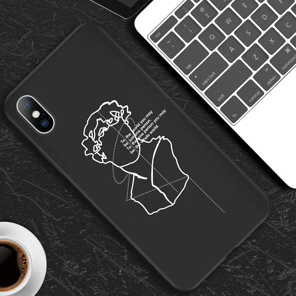 Чехол для телефона для iPhone X XR XS 11 Pro Max 6 6s 7 8 Plus, абстрактное искусство, пара, любовь, сердце, рисунок, мягкий ТПУ Черный чехол - Цвет: AC3414
