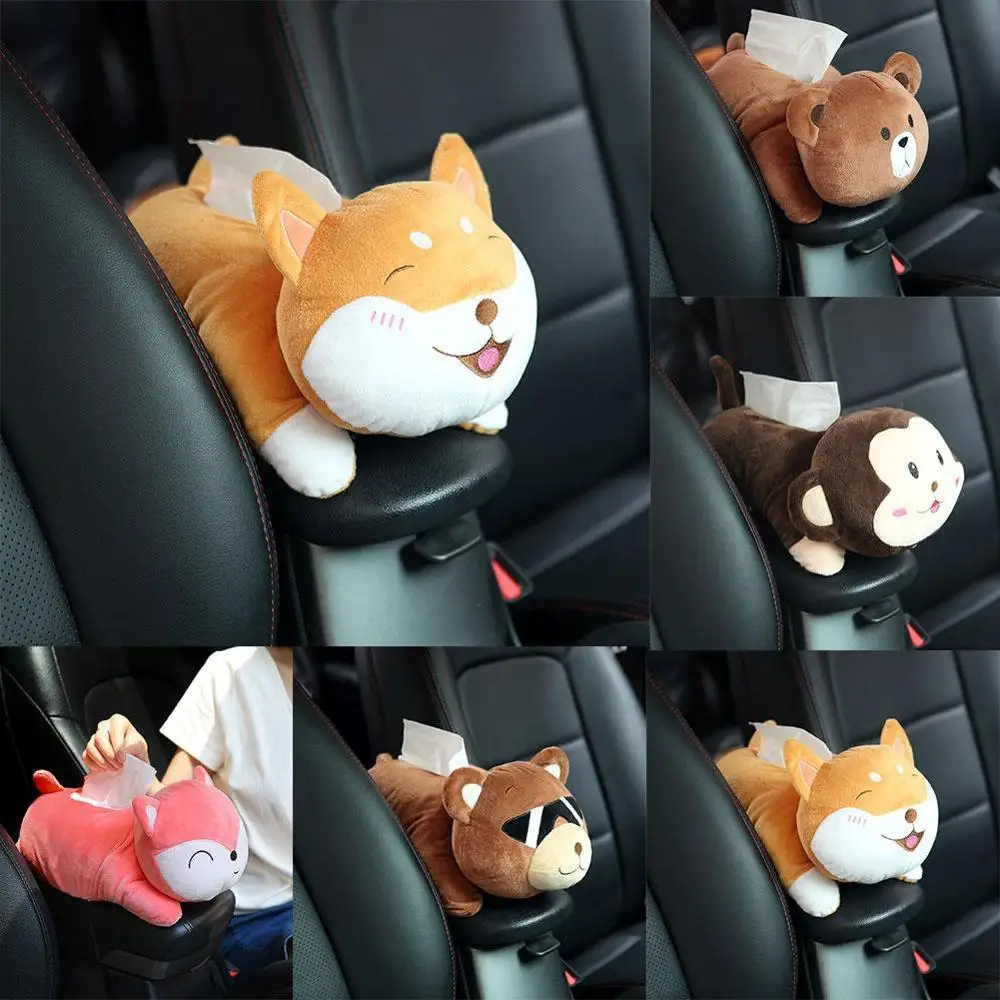 

High Quality Universal Car Armrest Box Tissue Box Creative Cartoon Cute Tissue Box Car Interior Products Car Accessories