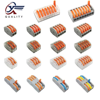 

PCT-222 212/3/4/5/8 Compact Wire Wiring Connector Conductor Terminal Block With Lever 0.08-2.5mm2 SPL-2/3 push-in Terminal Block