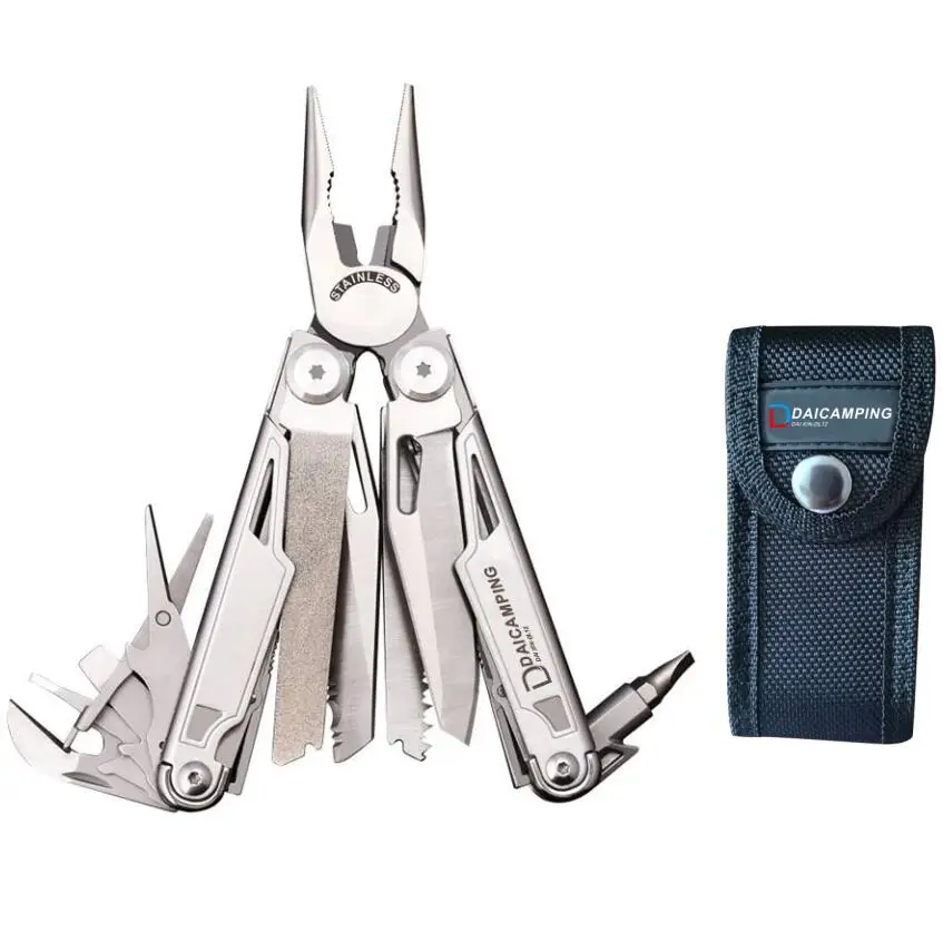 19mm ratchet wrench Daicamping DL12 18 In 1 Multifunctional 7CR17MOV Folding Knife Hand Tools Set Multitools Wire Cutter Stripper Multi Plier Kit 21mm wrench Tool Sets