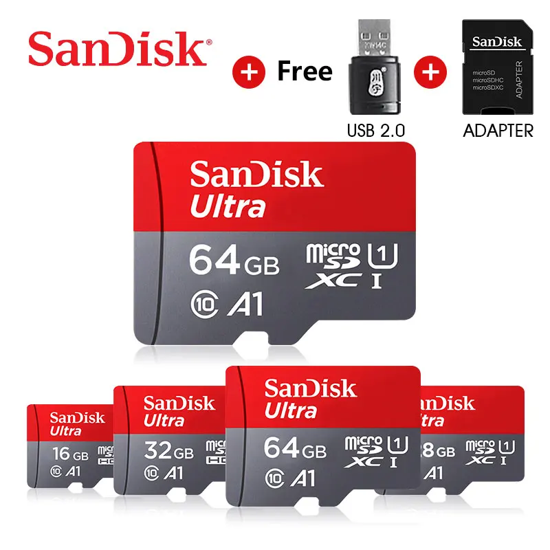 Sandisk cartão de memória a1 de 98 mb/s, cartão de memória de 256gb 200gb 128gb 64gb 32gb 16gb, micro sd cartão de memória flash classe 10 UHS 1, microsd tf/cartão sd|Cartões de memória| - AliExpress