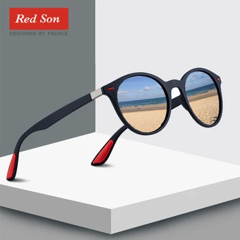 

Red Son 2019 Fashion Ultralight Design Polarized Sunglasses Men Women Oval Frame TR90 Legs Round Sun Glasses Driving goggles