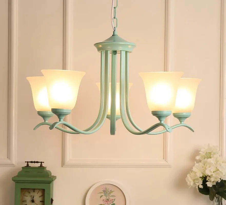 Зеленый/Черный E27 Люстра для гостиной спальни столовой маленькая свежая и