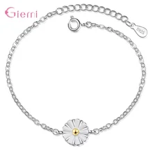 Милый романтический браслет из стерлингового серебра 925 пробы с маргариткой для женщин, Модный стильный браслет для девушек, браслет с орнаментом Jelwelry