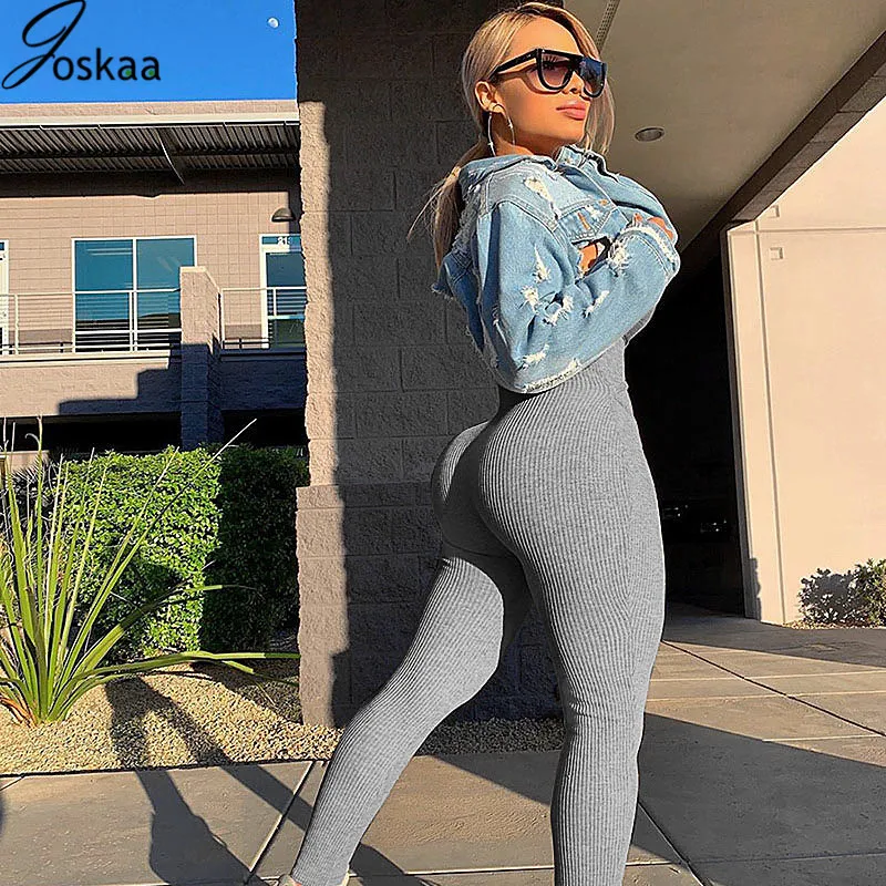 Joskaa Women Casual Overalls Outfits Shinny Ribbed Sexy Women Rompers Jumpsuit Streetwear Playsuit Sexy Backless Summer Clothes Joskaa Women Casual Overalls Outfits Shinny Ribbed Sexy Women Rompers Jumpsuit Streetwear Playsuit Sexy Backless Summer Clothes