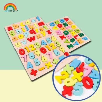 

Baby Wooden Toys Building Blocks For Kids Number Digital letters Educational Learning Resources Cognition Board
