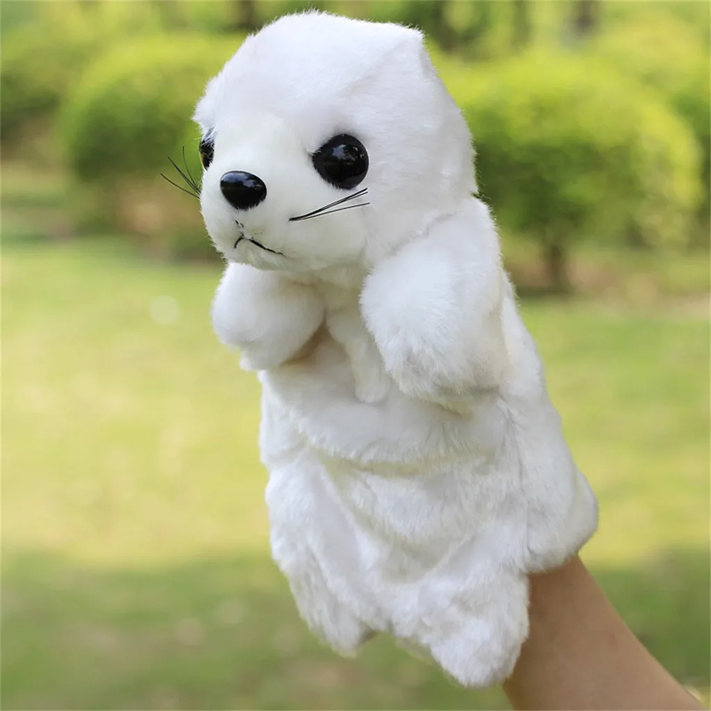 Cute Cartoon Animal Doll Kids Glove Hand Puppet Sea Lions Plush Finger Toys Parent-child Interactive Game #B